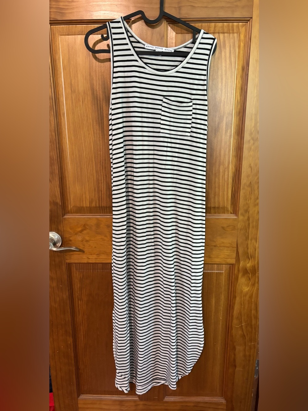 HYFVE Black and White Striped Maxi Skirt